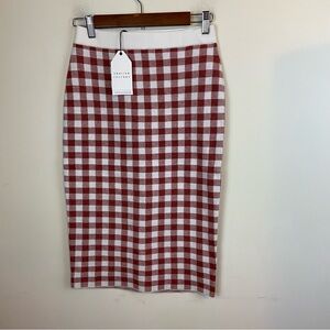 English Factory Checkered‎ Knit Midi Skirt Rabbit Hair Blend NWT Size Small